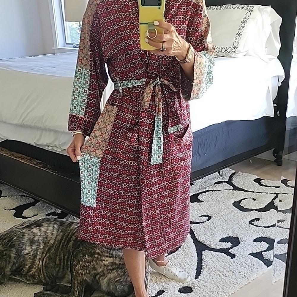 Victoria's Secret Red and Blue Patterned Kimono